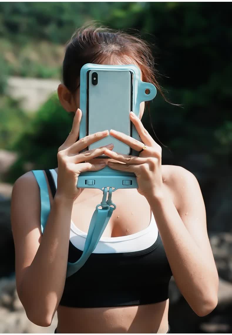 Mint Green 2-Pack Universal IPX8 Waterproof Phone Pouch with Lanyard - Touch Sensitive Case for Swimming & Outdoor Sports 4