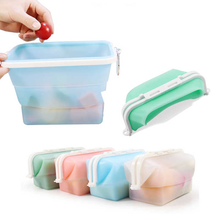 2 Pcs Pink Collapsible Silicone Food Storage Container - Microwave & Freezer Safe Lunch Box 3