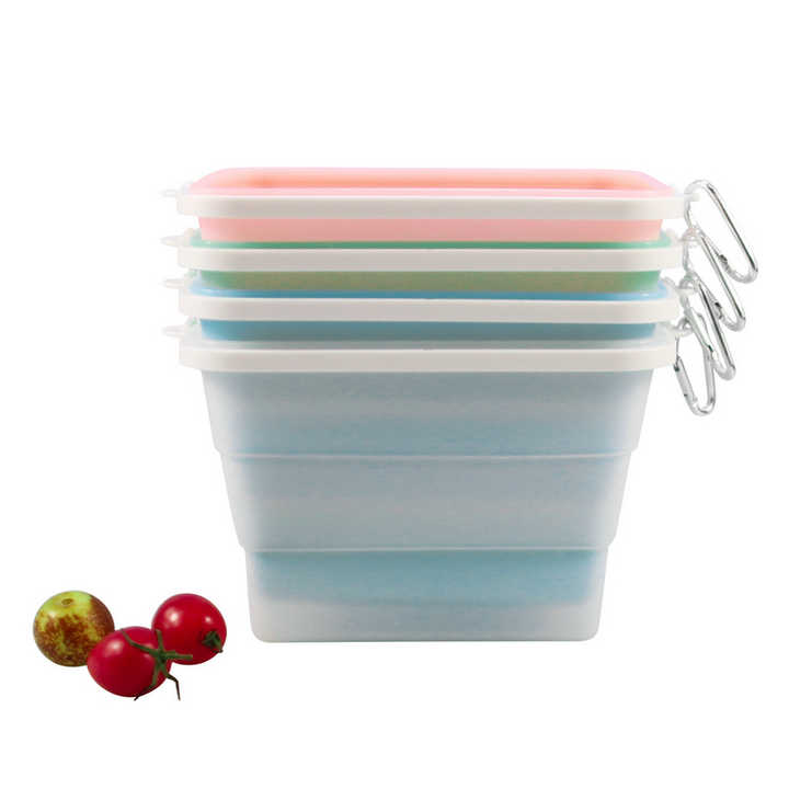 2 Pcs Pink Collapsible Silicone Food Storage Container - Microwave & Freezer Safe Lunch Box 4