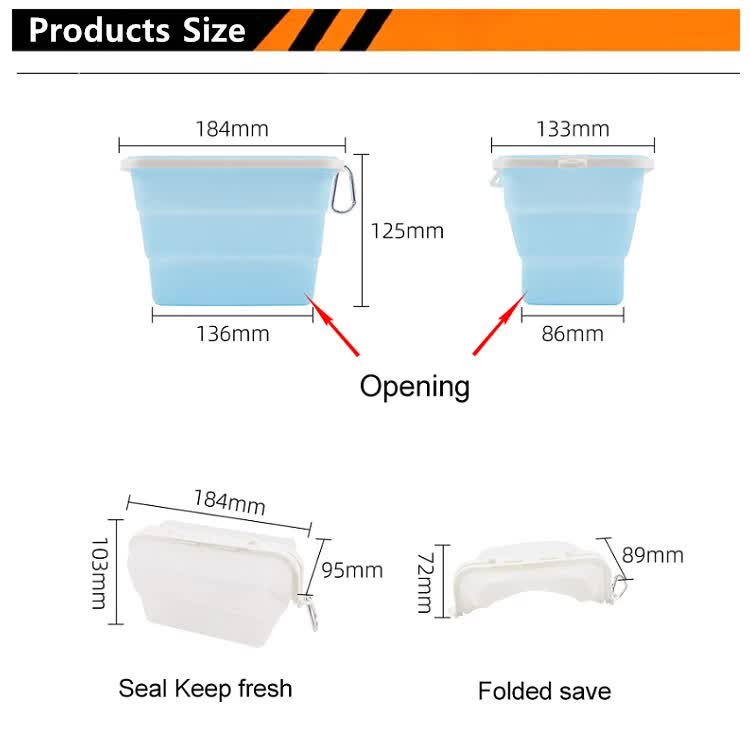 2 Pcs Pink Collapsible Silicone Food Storage Container - Microwave & Freezer Safe Lunch Box 8