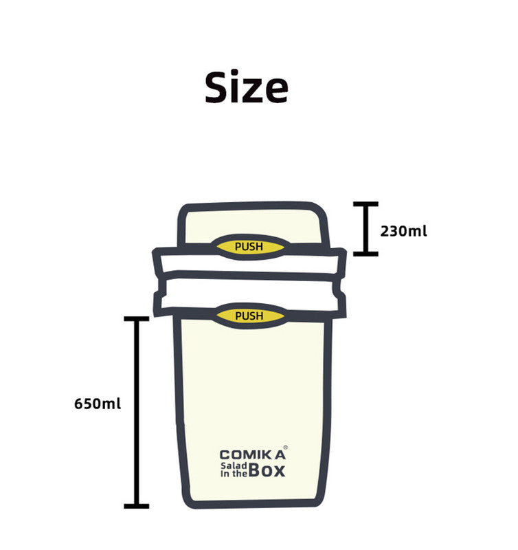 Yellow Portable Salad & Breakfast Cup On-the-Go - Dual Compartment Container with Spork 8