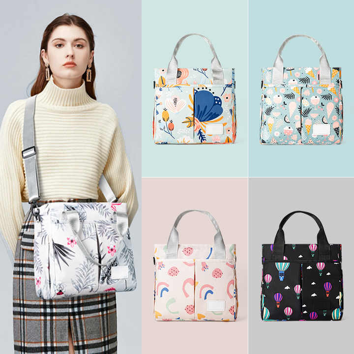 Grey Versatile Nappy Bag Tote - Lightweight Diaper Bag with Insulated Pocket & Crossbody Strap 3