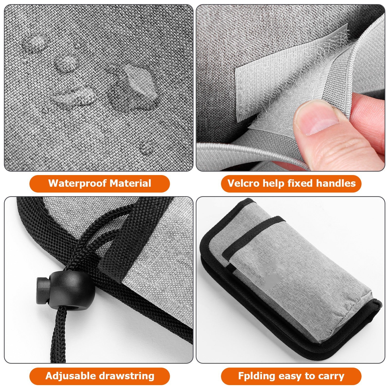 2 Pcs Grey Hands-Free Luggage Handle Travel Cup Holder & Organizer Pouch 4