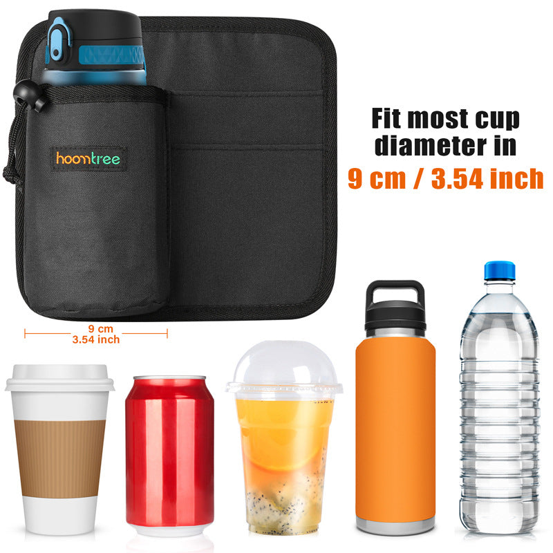 2 Pcs Grey Hands-Free Luggage Handle Travel Cup Holder & Organizer Pouch 8