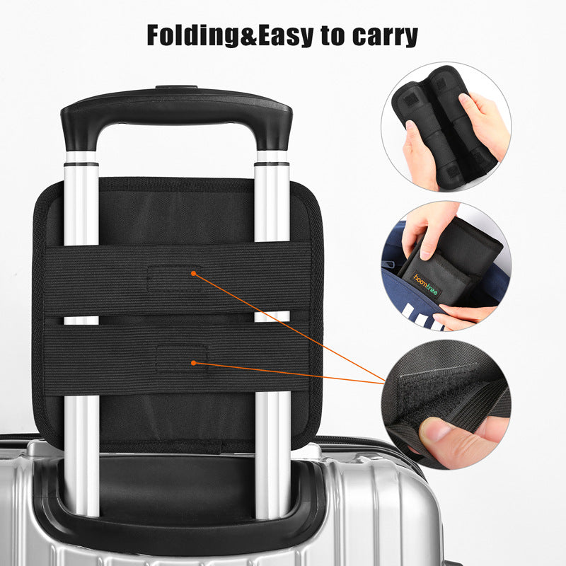 2 Pcs Grey Hands-Free Luggage Handle Travel Cup Holder & Organizer Pouch 9