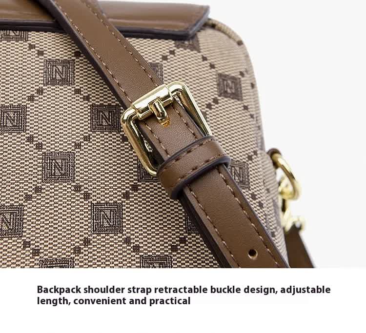 Brown Chic Checkered Mini Crossbody Phone Purse - PU Leather Vertical Shoulder Bag with Headphone Port 8