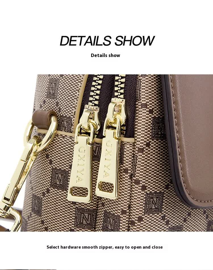 Brown Chic Round Mini Crossbody Phone Purse - PU Leather Vertical Shoulder Bag with Headphone Port 7