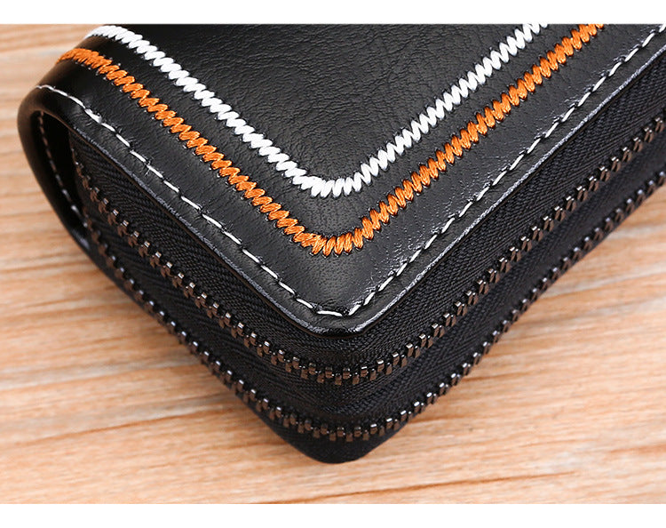 Blue Premium Genuine Leather Double Zipper Key Case - Car & House Key Organizer Pouch 7