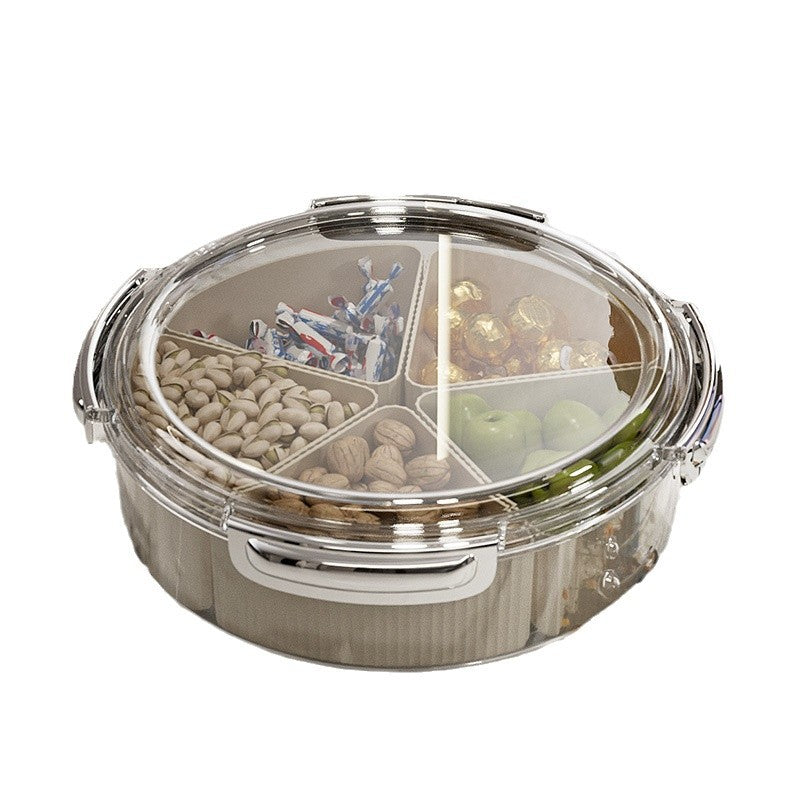 Grey And Silver Snap Button Elegant Compartment Serving Tray with Lid - Versatile Snack, Fruit & Candy Box 3