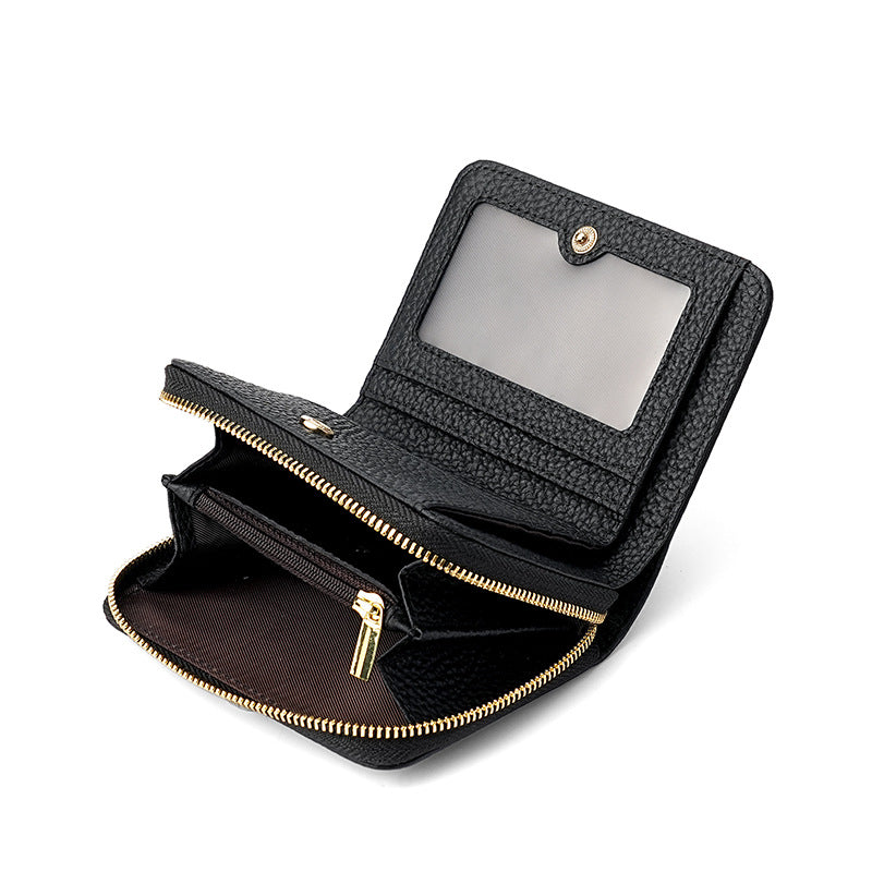 Red Compact RFID Genuine Leather Wallet for Women - Secure Zipper Card Holder & Coin Purse 4