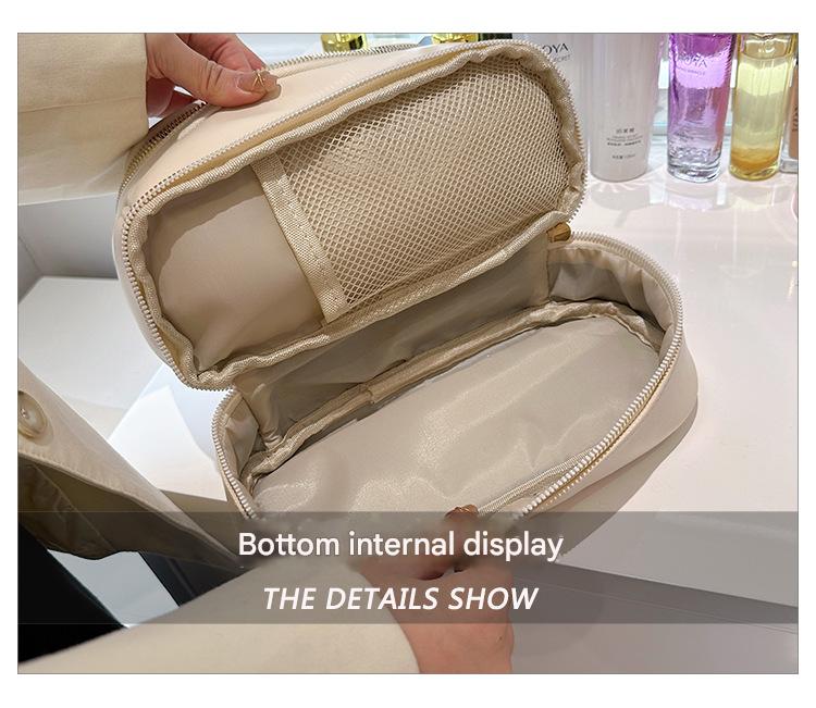 Pink Large Capacity Double Layer PU Leather Makeup Bag - Portable Travel Cosmetic Organizer Case 8