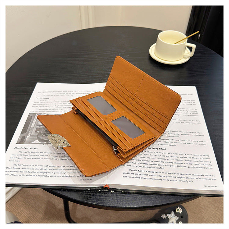 Black Elegant Women's RFID Blocking Long Wallet - PU Leather Clutch Purse with Clasp 10