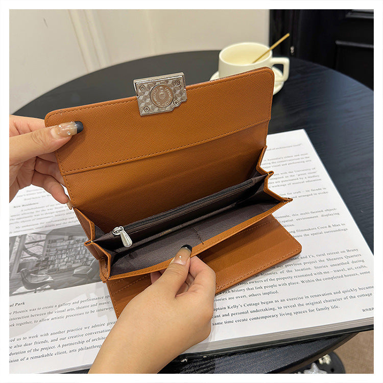 Brown Elegant Women's RFID Blocking Long Wallet - PU Leather Clutch Purse with Clasp 10