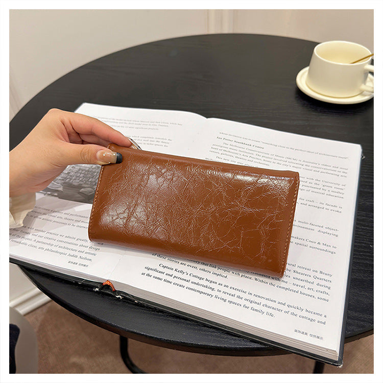 Brown Elegant Women's RFID Blocking Long Wallet - PU Leather Clutch Purse with Clasp 12