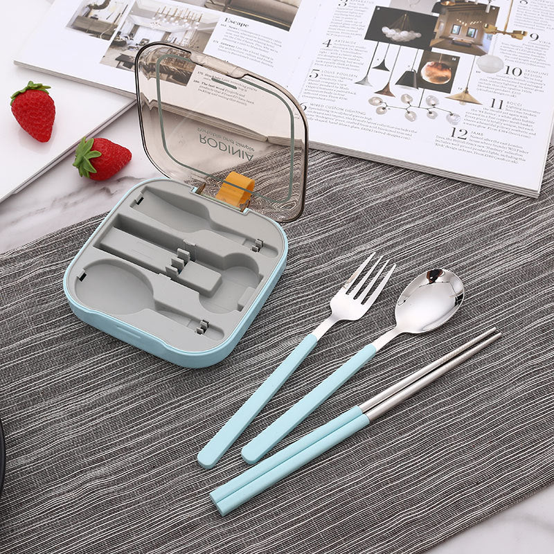 2 Sets Orange And Grey Portable Stainless Steel Cutlery Set -  Reusable Utensils (2 Fork, 2 Spoon, 2 pairs of Chopsticks) with Compact Travel Case 4