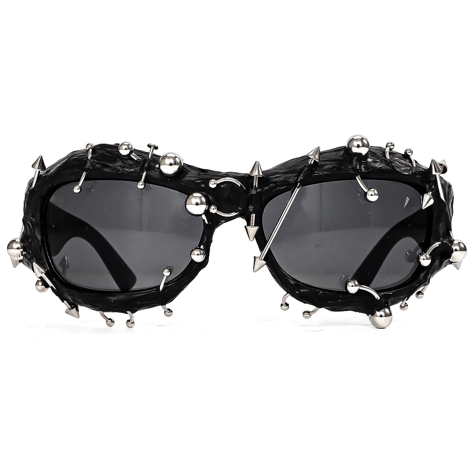 Pink Edgy Punk Rock Spiked Sunglasses - Statement Goth Studded Eyewear 4