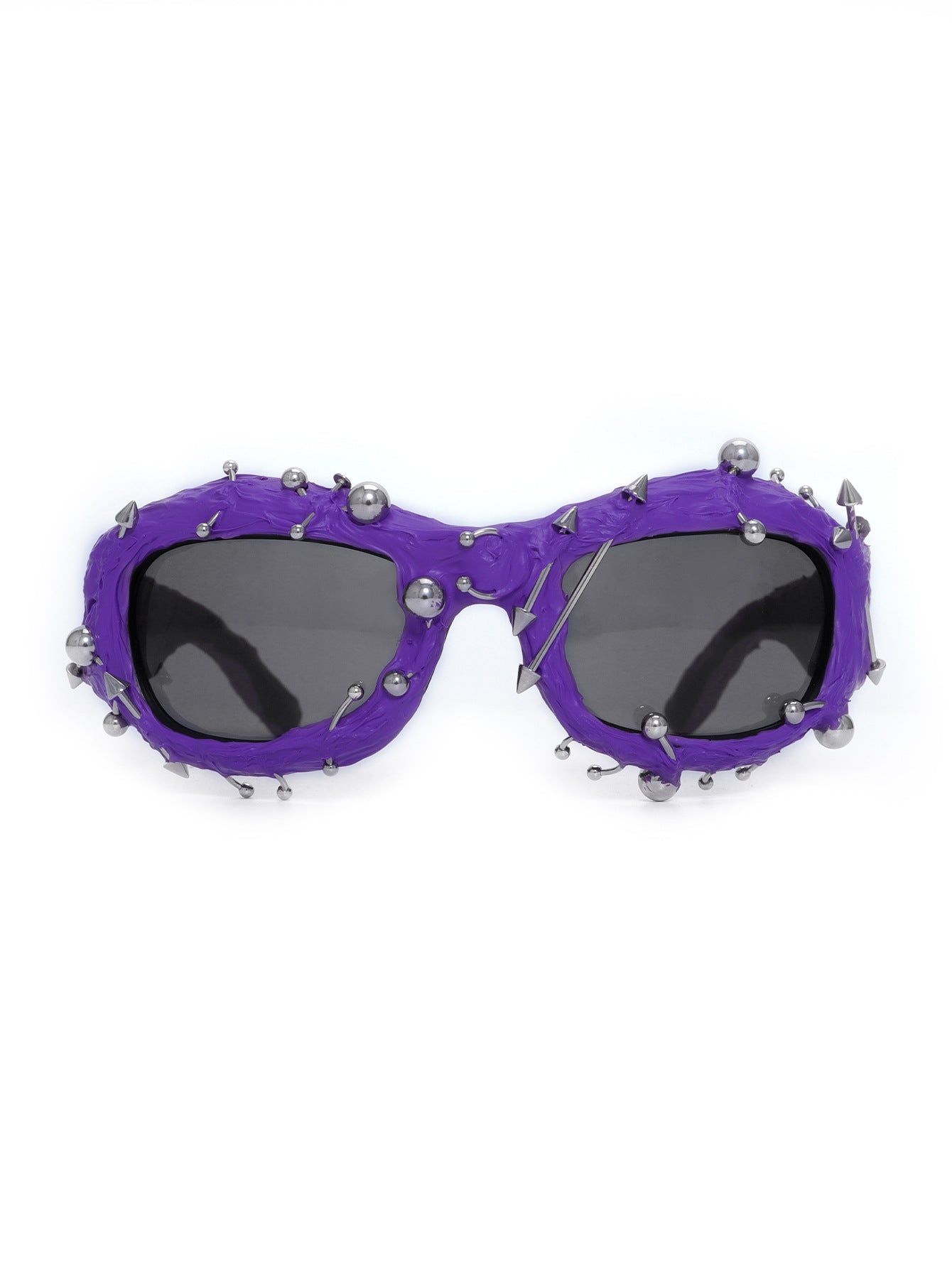 Purple Edgy Punk Rock Spiked Sunglasses - Statement Goth Studded Eyewear