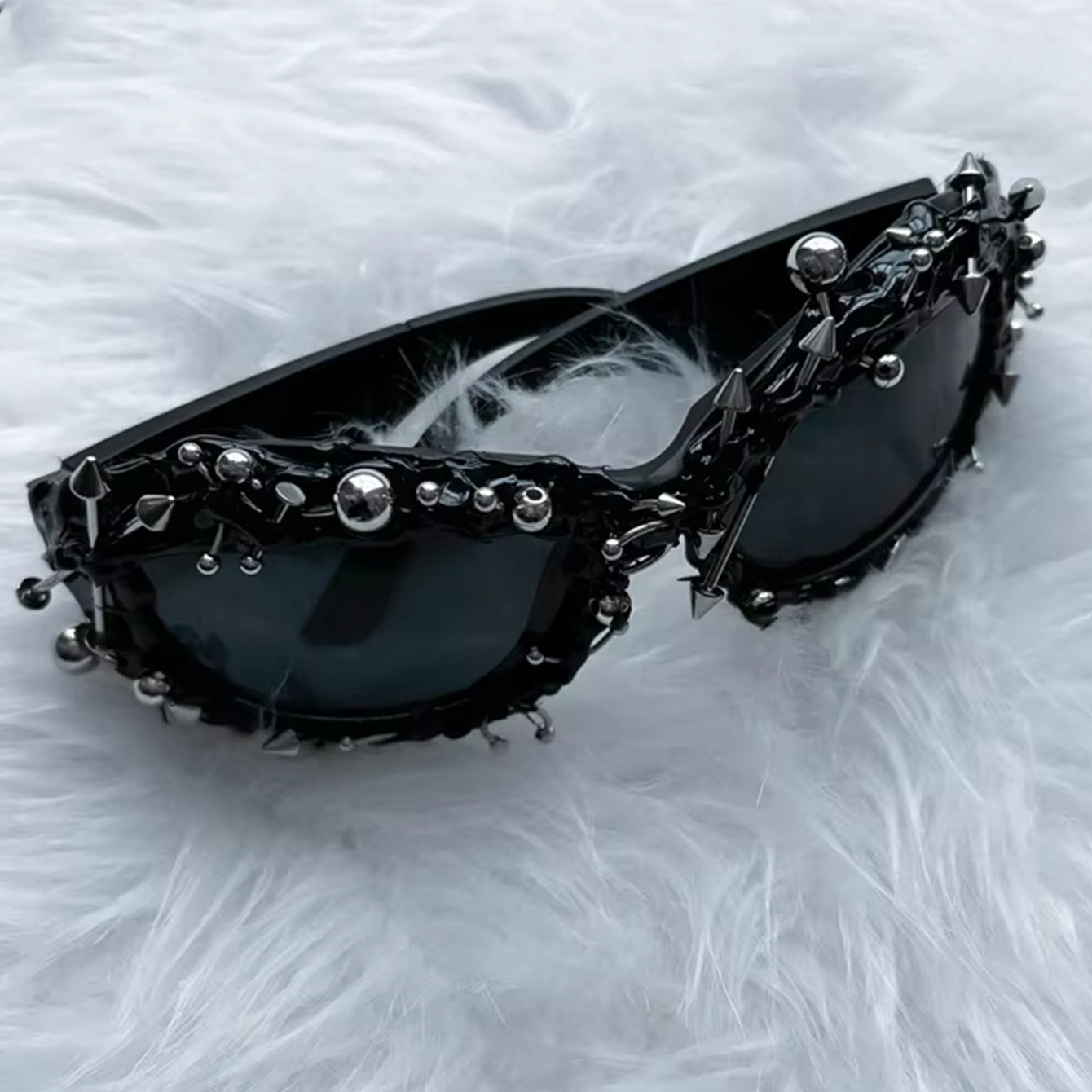 Purple Edgy Punk Rock Spiked Sunglasses - Statement Goth Studded Eyewear 6