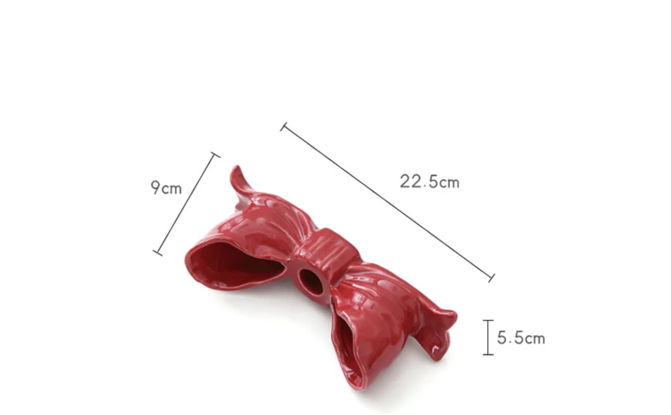 Pink Elegant Ceramic Bow Taper Candle Holder - Stylish Tabletop Decor Accent 5