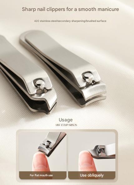 Beige Compact 7-Piece Manicure Set - Stainless Steel Nail Grooming Kit with Stylish Travel Case 5