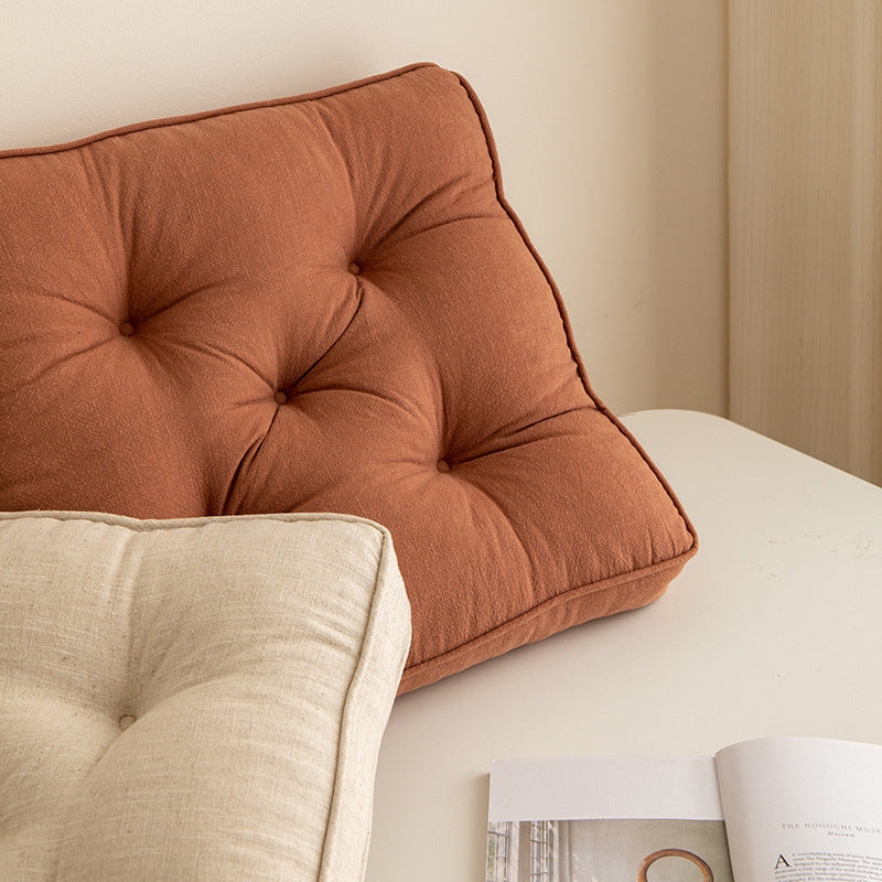 Beige Soft And Thick Seat Cushion - Cotton Linen Blend Chair Pad with Ties - 43x43cm 4