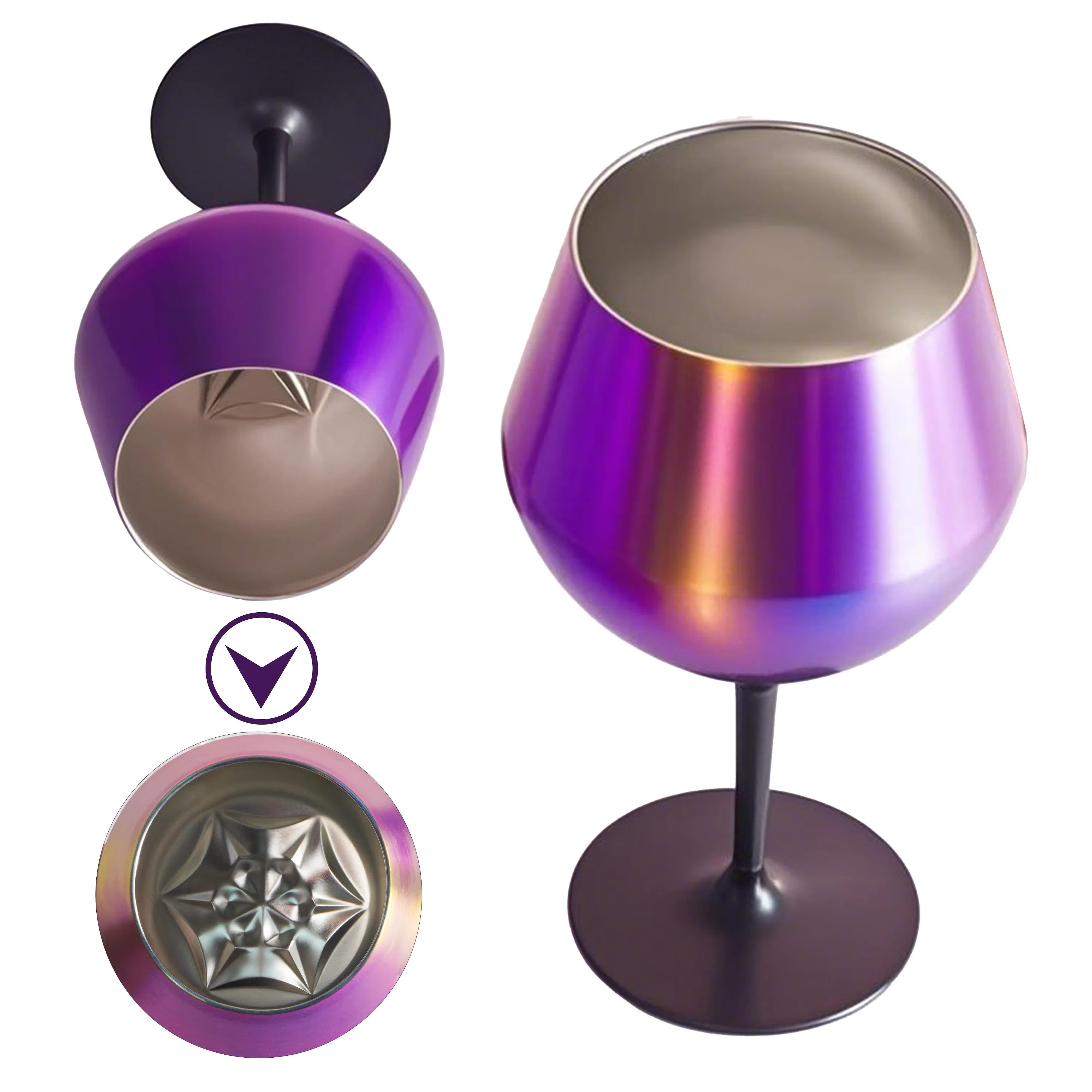 2 Pcs White Detachable Stainless Steel Wine Glass - 14oz (420ml) Portable Stemmed Goblet for Outdoors & Travel 4
