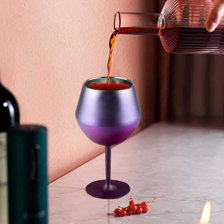 2 Pcs Purple Detachable Stainless Steel Wine Glass - 14oz (420ml) Portable Stemmed Goblet for Outdoors & Travel 6