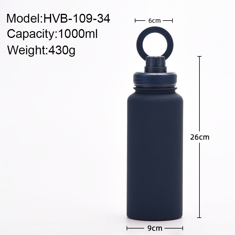 Yellow 1L Stainless Steel Water Bottle with Magnetic Phone Holder Lid - Portable Hydration & Hands-Free Stand 7