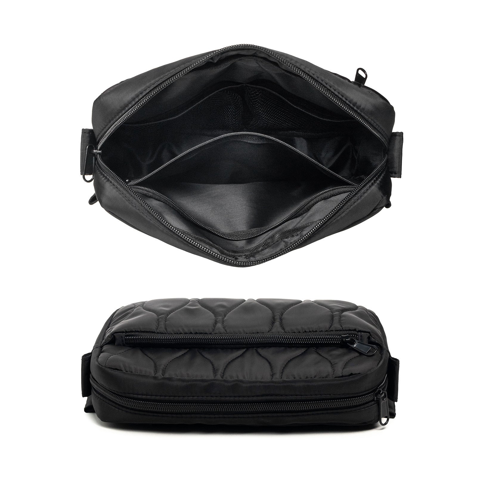 Black Stylish Quilted Belt Bag - Lightweight Nylon Crossbody Fanny Pack 5