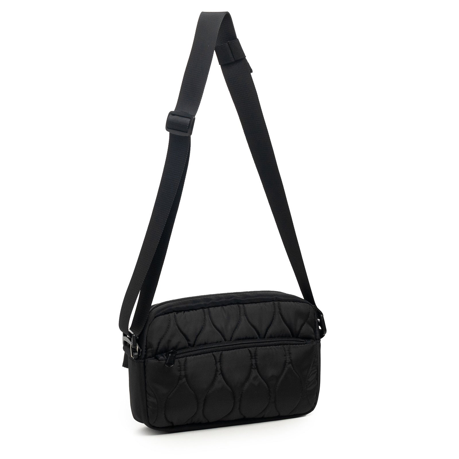Black Stylish Quilted Belt Bag - Lightweight Nylon Crossbody Fanny Pack 7