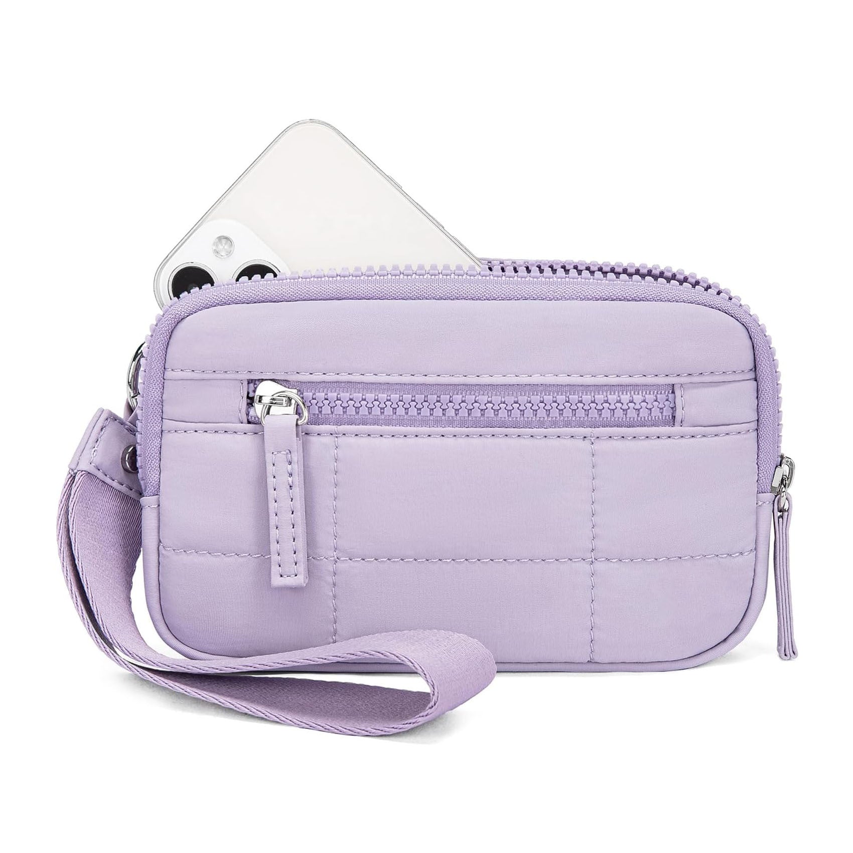 Purple RFID Blocking Nylon Wristlet Clutch Wallet - Compact Waterproof Pouch with Card Slots & ID Window
