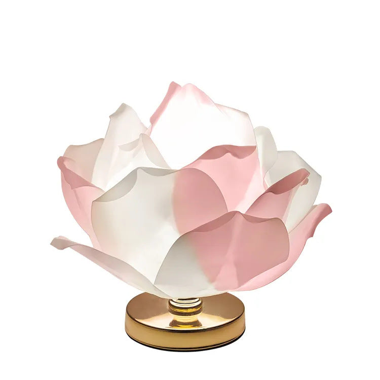 White Elegant Lotus Flower Table Lamp - Decorative Bedside Night Light for Bedroom Ambiance 3