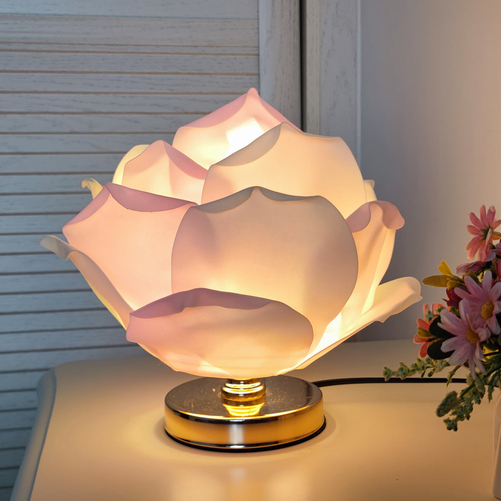 Pink Elegant Lotus Flower Table Lamp - Decorative Bedside Night Light for Bedroom Ambiance 3