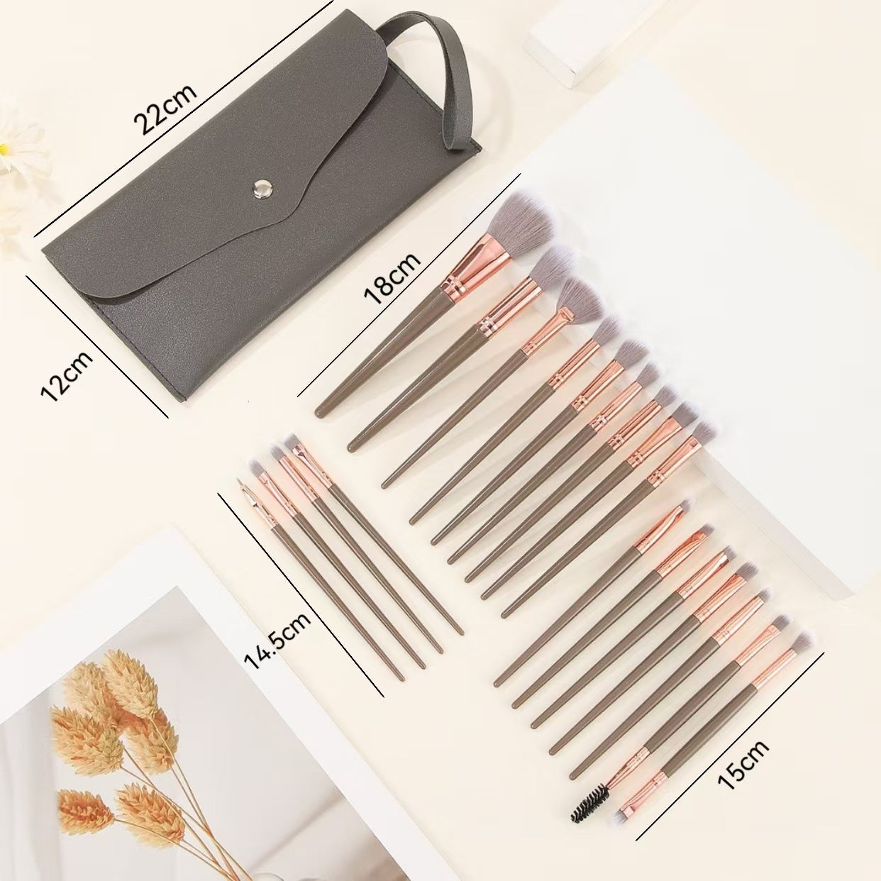 Black Complete 20-Piece Makeup Brush Set with Travel Pouch - Professional Synthetic Face & Eye Brushes Kit 6