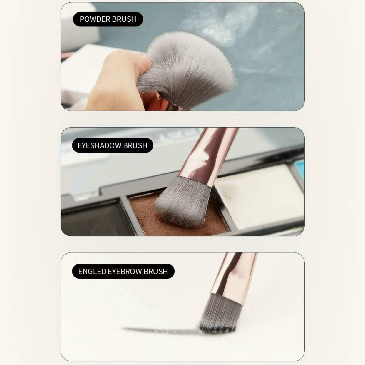 Brown and Glod Complete 20-Piece Makeup Brush Set with Travel Pouch - Professional Synthetic Face & Eye Brushes Kit 6