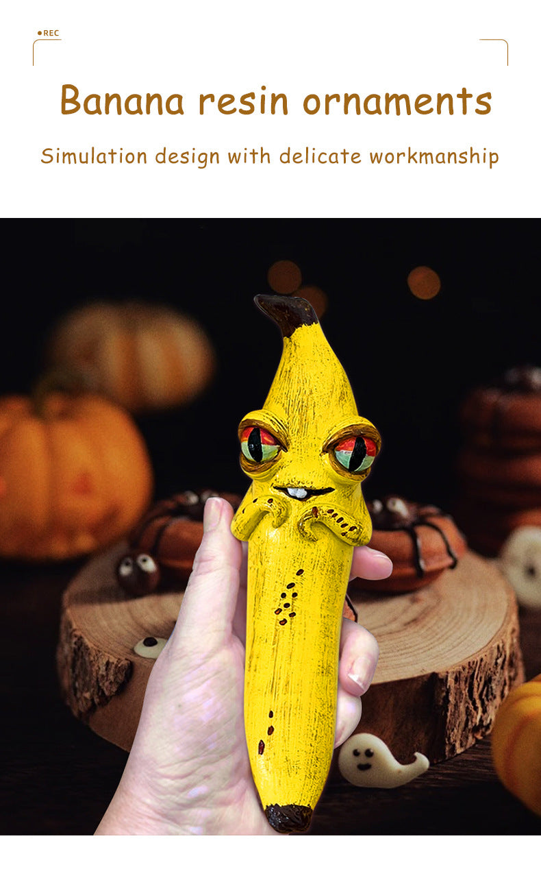 3 Pcs Style 1 Yellow Whimsical Magic Banana Monster Figurine - Quirky Resin Art Decor for Home & Party 4