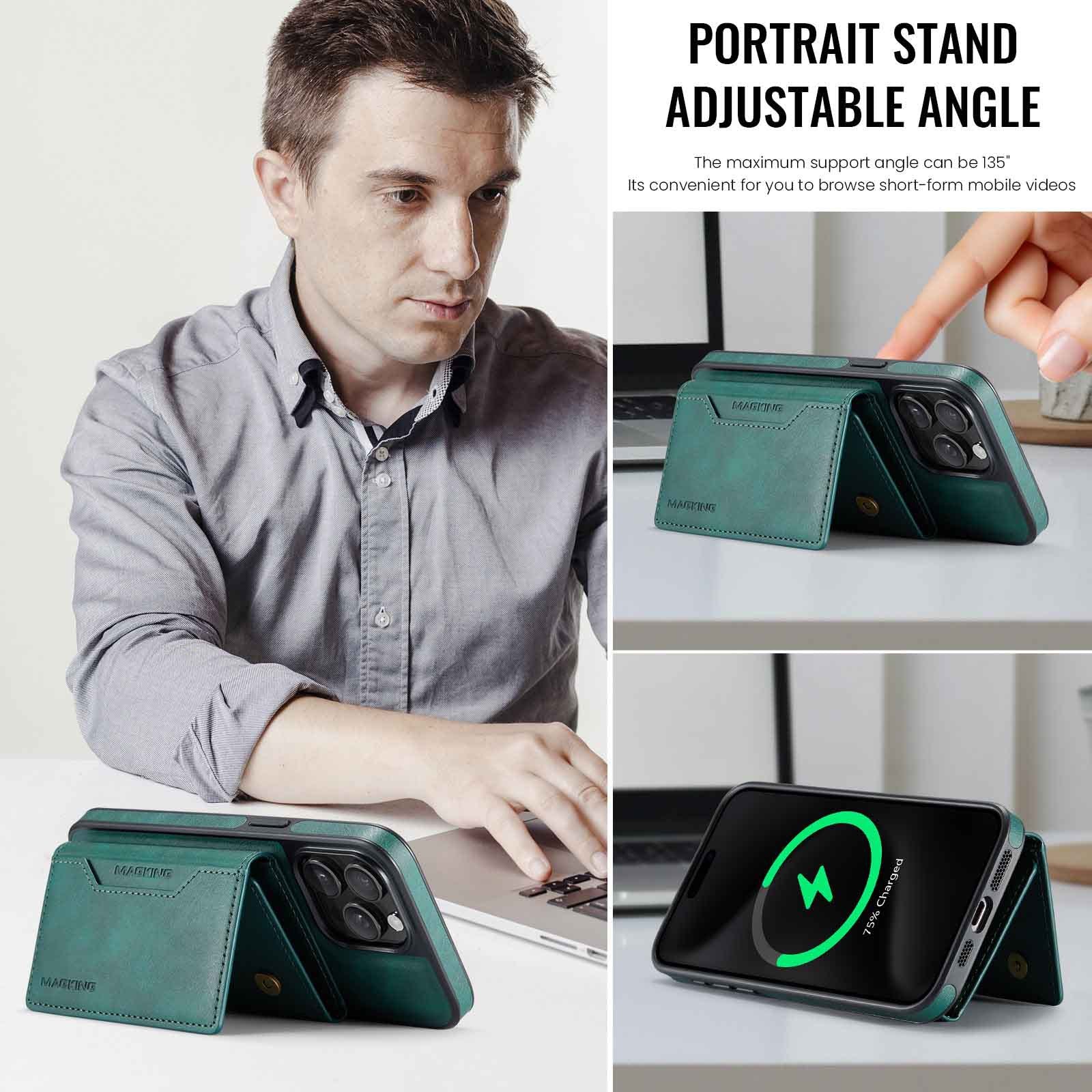 Coffee Premium MagSafe Wallet Case for iPhone 16 Pro Max - Detachable PU Leather Magnetic Card Holder 8