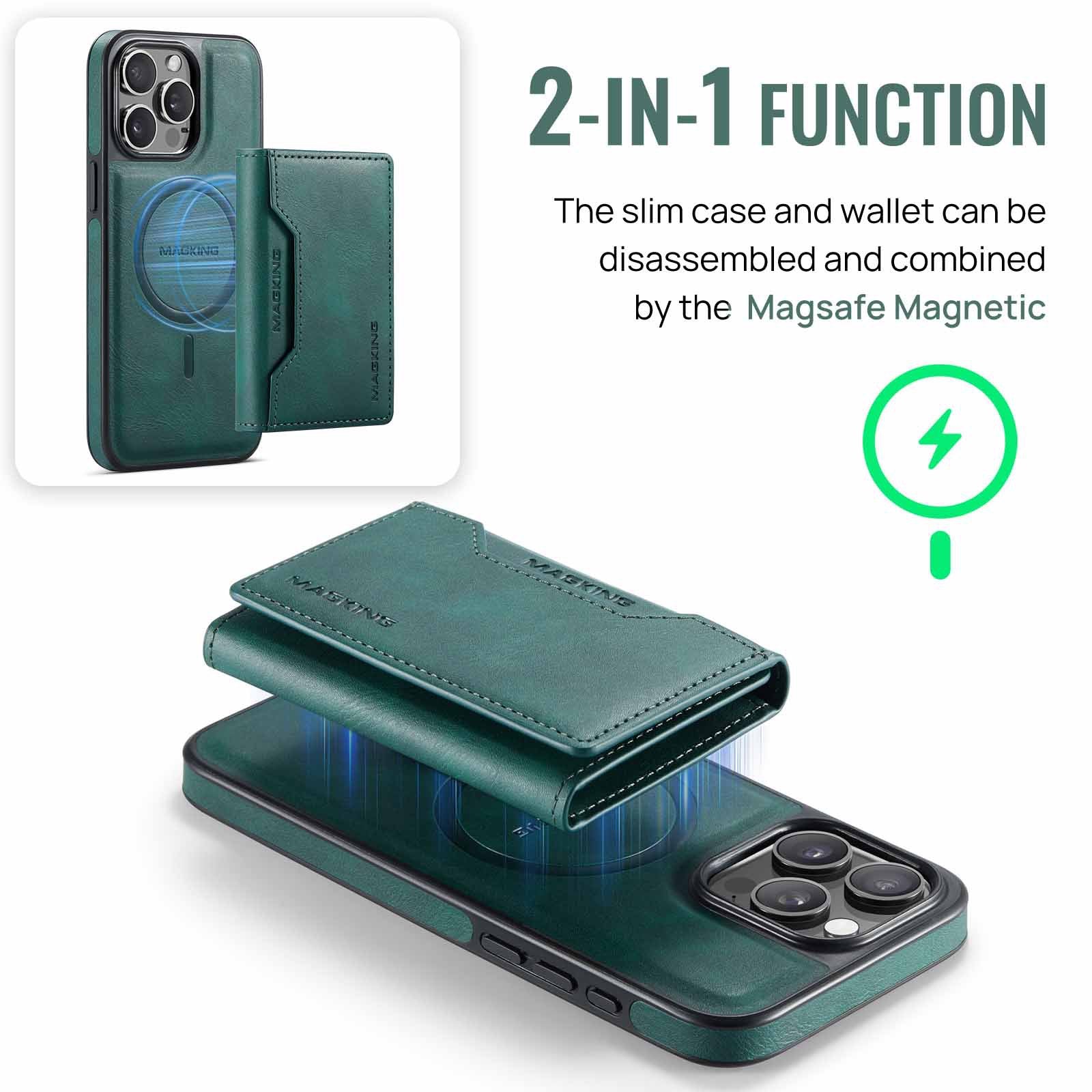 Brown Premium MagSafe Wallet Case for iPhone 16 Pro - Detachable PU Leather Magnetic Card Holder 6