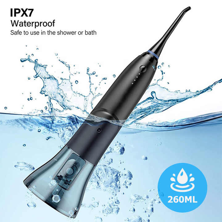 Black Advanced Portable Water Flosser - Rechargeable Oral Irrigator, IPX7 Waterproof, 4 Cleaning Modes for Deep Dental Care 3