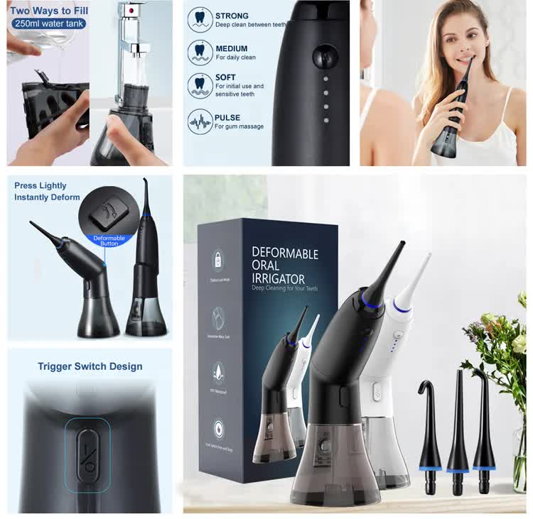 Black Advanced Portable Water Flosser - Rechargeable Oral Irrigator, IPX7 Waterproof, 4 Cleaning Modes for Deep Dental Care 11