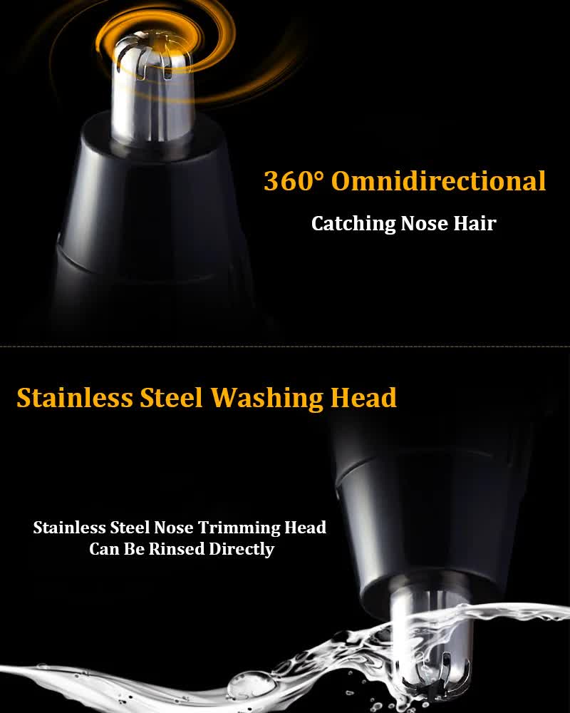 Gold and Black Versatile 4-in-1 USB Rechargeable Men's Grooming Kit - Precision Nose, Ear, Eyebrow Trimmer & Detail Shaver 4