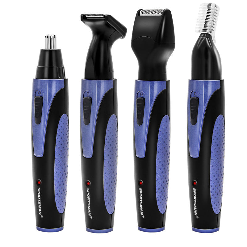 Purple and Black Versatile 4-in-1 USB Rechargeable Men's Grooming Kit - Precision Nose, Ear, Eyebrow Trimmer & Detail Shaver