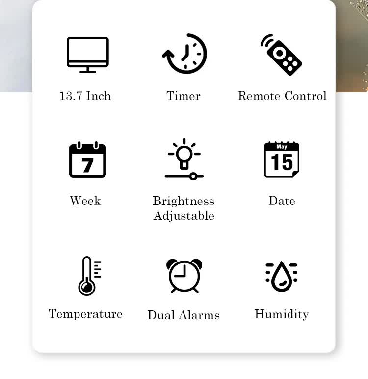 Black Background With Green and White Light Sleek Large LED Digital Wall & Desk Clock - Remote Control, Temperature, Humidity, Dual Alarms, Calendar 3