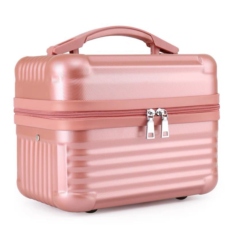 Pink Durable Hard Shell Makeup Travel Case - Large Capacity Portable Cosmetic Organizer Box with Handle