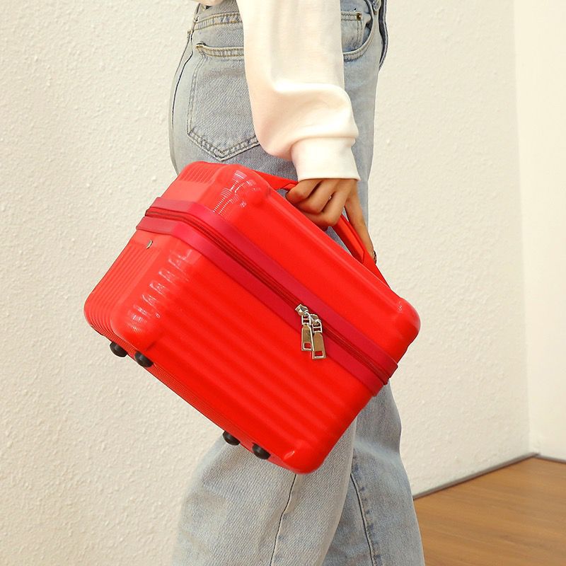 Pink Durable Hard Shell Makeup Travel Case - Large Capacity Portable Cosmetic Organizer Box with Handle 7