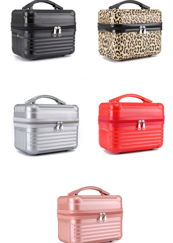 Pink Durable Hard Shell Makeup Travel Case - Large Capacity Portable Cosmetic Organizer Box with Handle 8