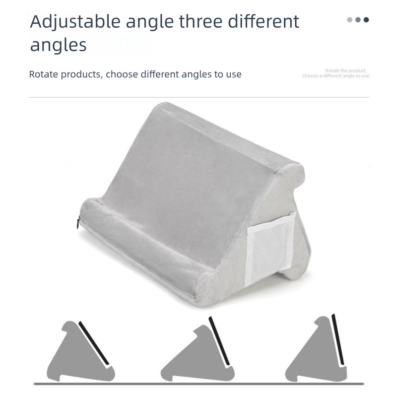 Grey Soft Multi-Angle Tablet Pillow Stand - Comfy Reading & Viewing Holder for iPads, Books, eReaders 4