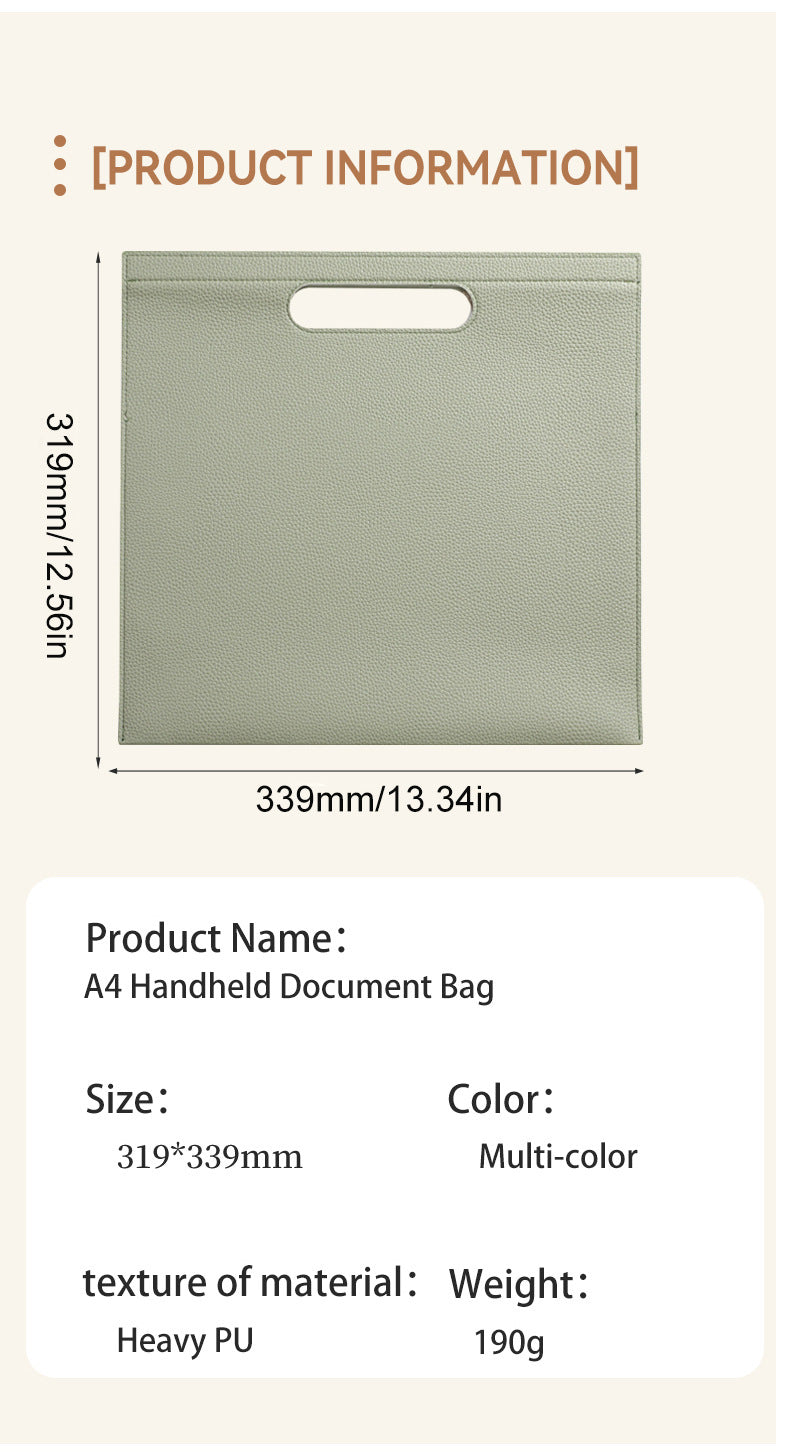 Beige Professional A4 PU Leather Document Bag - Waterproof Handheld File Folder Portfolio for Business & Conference 5