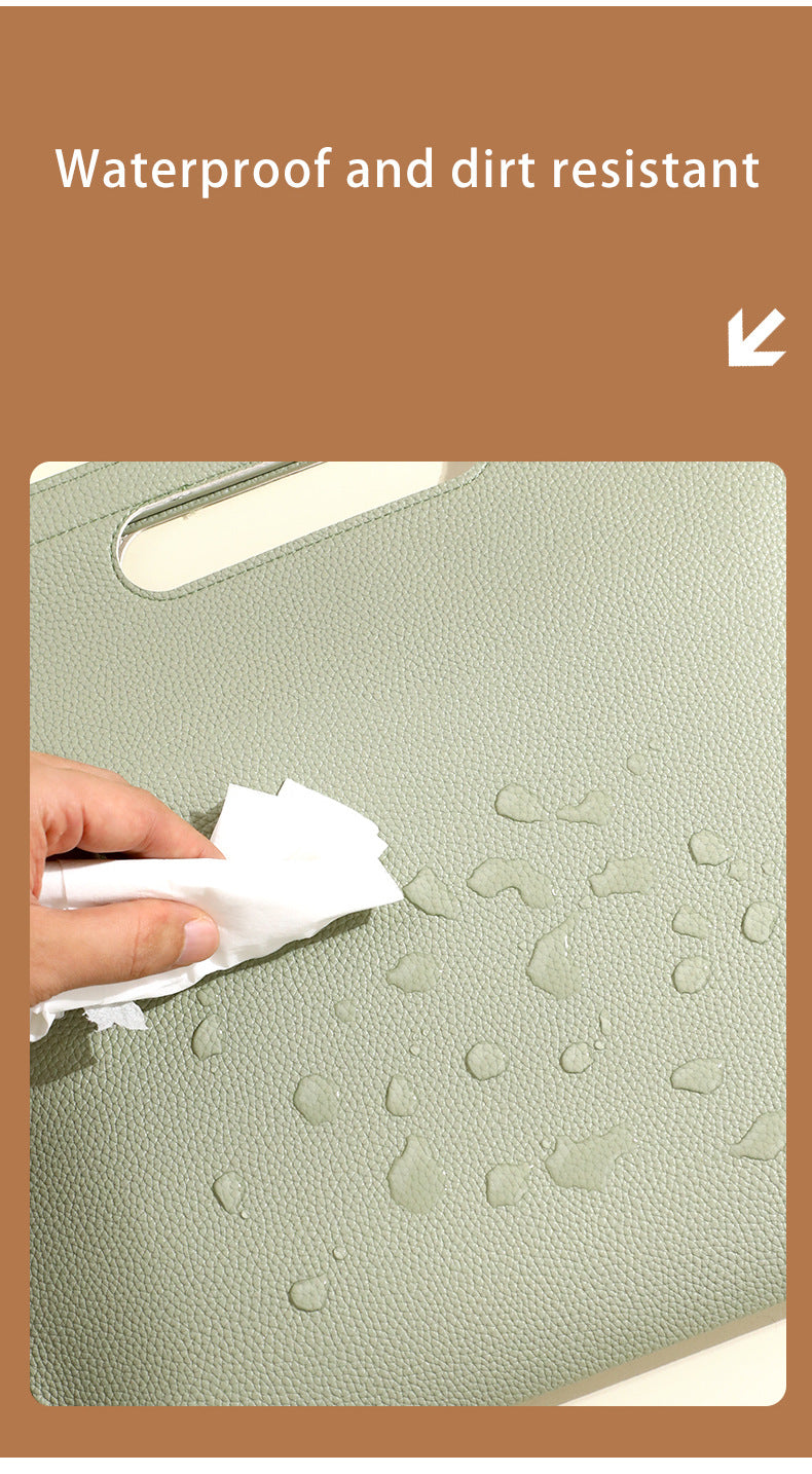 Beige Professional A4 PU Leather Document Bag - Waterproof Handheld File Folder Portfolio for Business & Conference 9