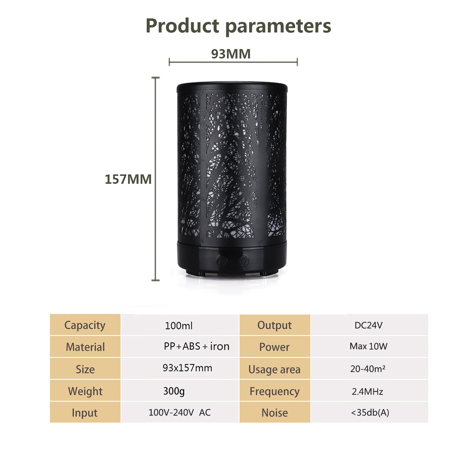 Coffee and Black Forest Design Iron Essential Oil Diffuser - 7 Color LED Ultrasonic Cool Mist Humidifier 100ml 3